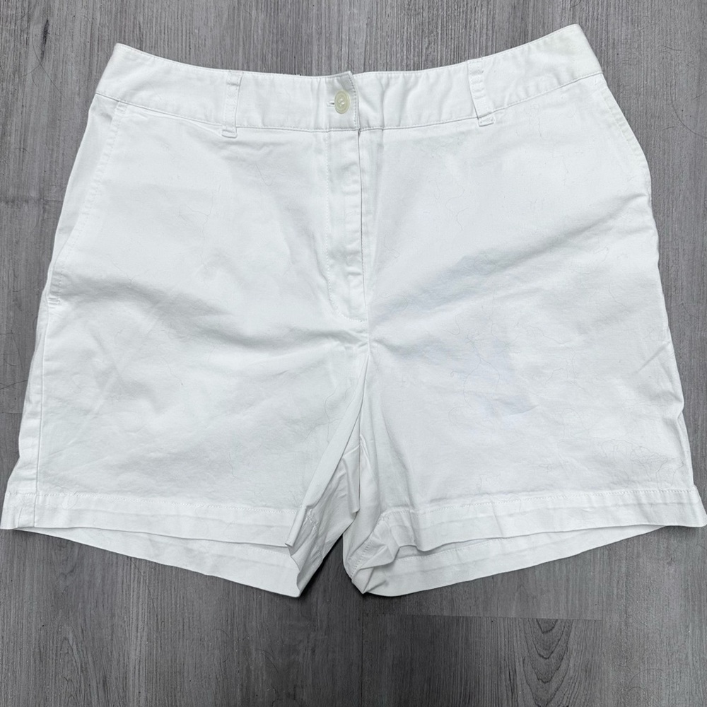 Evan Picone White Cotton Lycra Shorts 10